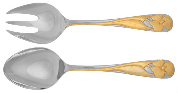 Adena (Stainless, Gold Accent) Solid Serving Set