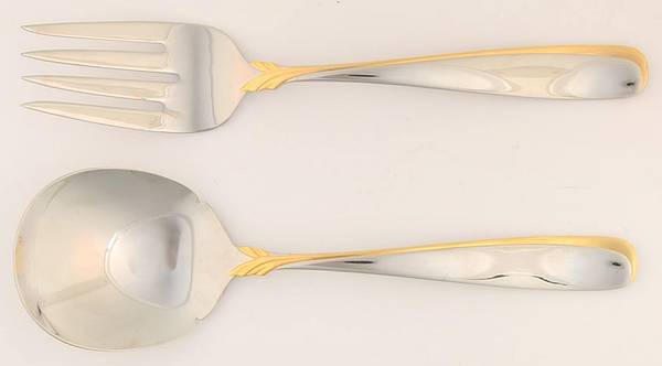 Affair-Gold (Stainless, Gold Accent) Solid Serving Set