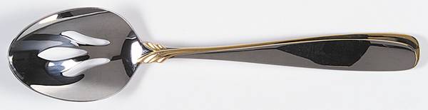Affair-Gold (Stainless, Gold Accent) Pierced Tablespoon (Serving Spoon)