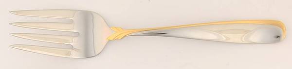 Affair-Gold (Stainless, Gold Accent) Solid Serving Fork