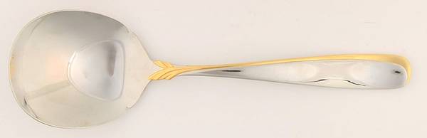 Affair-Gold (Stainless, Gold Accent) Solid Serving Spoon