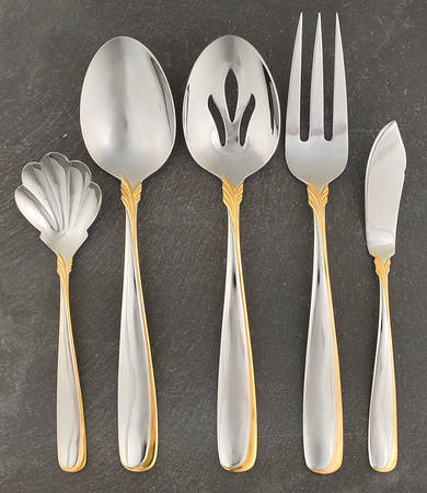 Affair-Gold (Stainless, Gold Accent) 5 Piece Hostess Set