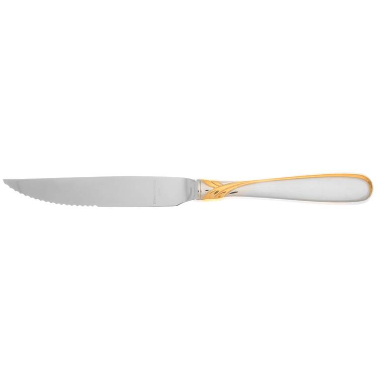 Affair-Gold (Stainless, Gold Accent) Steak Knife Individual Hollow, Serrate HC
