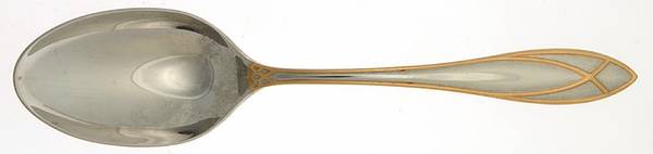 Alexandra (Stainless, Gold Accent) Solid Serving Spoon