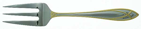Alexandra (Stainless, Gold Accent) Large Solid Cold Meat Serving Fork