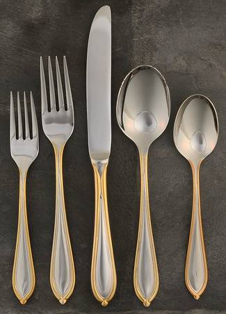 Ariana-Gold (Stainless, Gold Accent) 5 Piece Place Setting