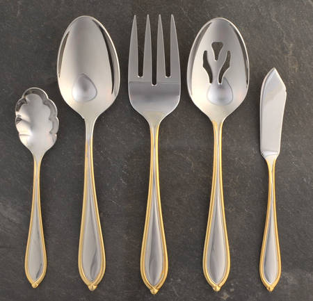 Ariana-Gold (Stainless, Gold Accent) 5 Piece Hostess Set