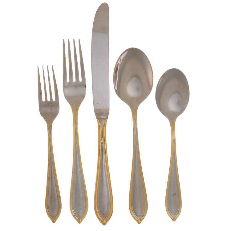 Ariana-Gold (Stainless, Gold Accent) 40 Piece Estate Set