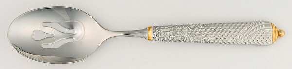 Byzantine (Stainless-Gold Accent) Pierced Tablespoon (Serving Spoon)
