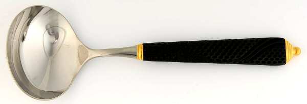 Byzantine-Black-Gold (Stainless, Black, Gold) Solid Gravy Ladle