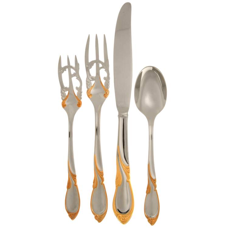 Cache (Stainless-Gold Accent) 4 Piece Place Setting