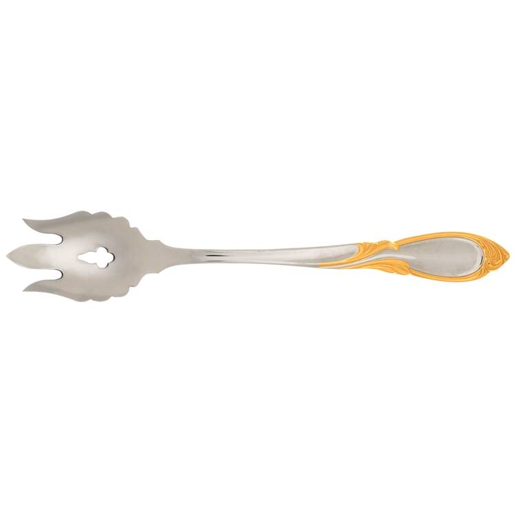 Cache (Stainless-Gold Accent) Vegetable Serving Fork Solid  HC