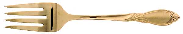 Cache-24k (Gold Electroplate) Large Solid Cold Meat Serving Fork