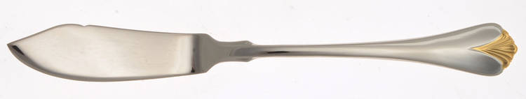 Cara (Stainless, Gold Accent) Flat Handle Master Butter Knife