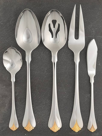 Cara (Stainless, Gold Accent) 5 Piece Hostess Set
