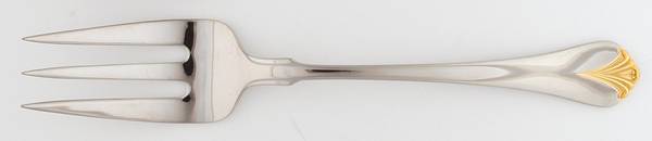 Cara (Stainless, Gold Accent) Solid Serving Fork
