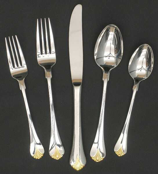 Cara (Stainless, Gold Accent) 5 Piece Place Setting by Yamazaki