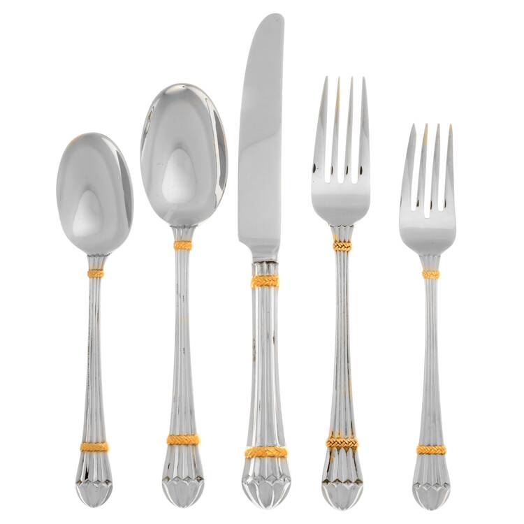 Carouselle-Gold (Stainless, Gold Accent) 5 Piece Place Setting