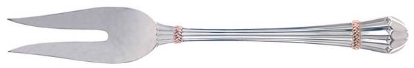 Carouselle-Gold (Stainless, Gold Accent) Large Solid Cold Meat Serving Fork