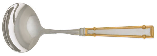 Cartouche (Stainless, Gold Accent) Gravy Ladle with No Spout Stainless Bowl HC