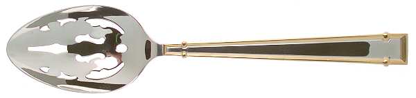 Cartouche (Stainless, Gold Accent) Pierced Tablespoon (Serving Spoon)