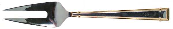 Cartouche (Stainless, Gold Accent) Medium Solid Cold Meat Serving Fork