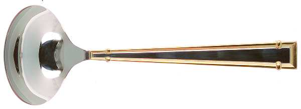 Cartouche (Stainless, Gold Accent) Solid Gravy Ladle