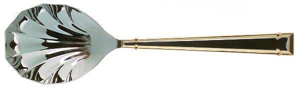 Cartouche (Stainless, Gold Accent) Solid Serving Spoon