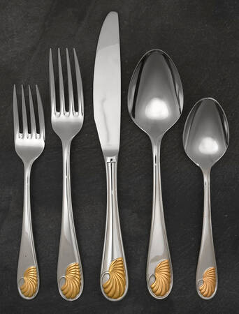 Celine (Stainless, Gold Accent) 5 Piece Place Setting