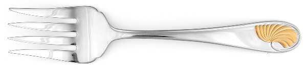 Celine (Stainless, Gold Accent) Solid Serving Fork