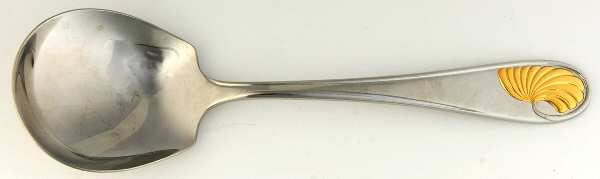 Celine (Stainless, Gold Accent) Solid Serving Spoon
