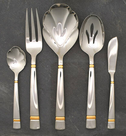 Chelsea-Gold Accent (Stainless, Glossy) 5 Piece Hostess Set