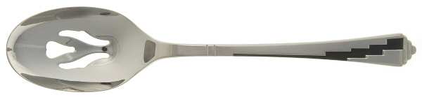 Dakota-Black (Stainless, Black Accent) Pierced Tablespoon (Serving Spoon)