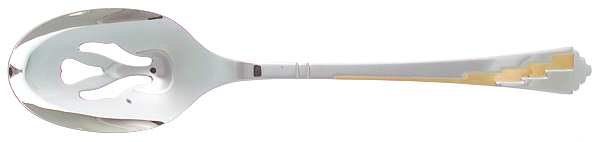 Dakota-Gold Accent (Stainless, Gold Accent) Pierced Tablespoon (Serving Spoon)