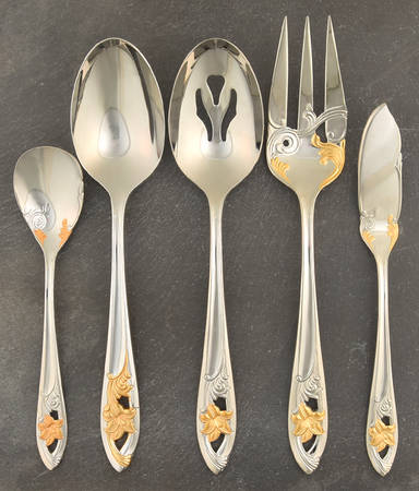 Essence (Stainless, Gold Accent) 5 Piece Hostess Set