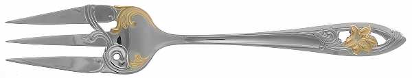 Essence (Stainless, Gold Accent) Large Solid Cold Meat Serving Fork