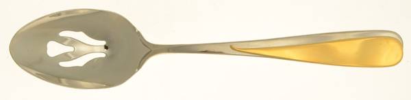 Florian (Stainless-Gold Accent) Pierced Tablespoon (Serving Spoon)
