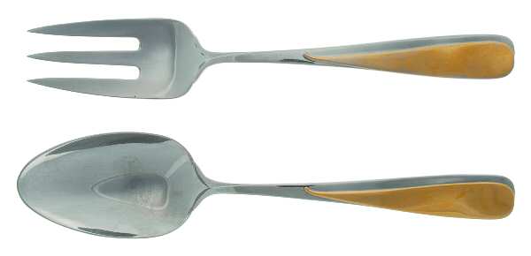 Florian (Stainless-Gold Accent) Solid Serving Set