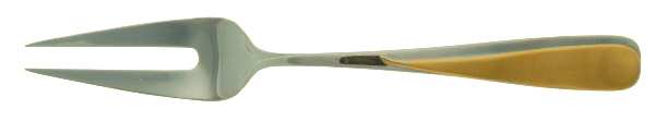 Florian (Stainless-Gold Accent) Large Solid Cold Meat Serving Fork