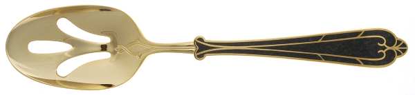 Fortissimo-Black (Gold Electroplate) Pierced Tablespoon (Serving Spoon)
