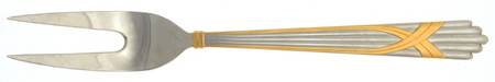 Fortuny (Stainless-Gold Accent) Large Solid Cold Meat Serving Fork