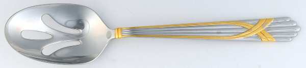 Fortuny (Stainless-Gold Accent) Pierced Tablespoon (Serving Spoon)