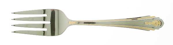 Harlow (Stainless, Gold Accent) Large Solid Cold Meat Serving Fork
