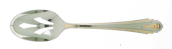 Harlow (Stainless, Gold Accent) Pierced Tablespoon (Serving Spoon)