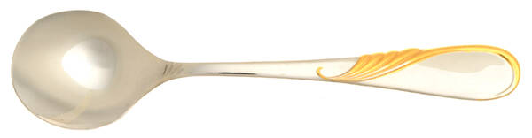Hilary (Stainless, Gold Accent Round Bowl Soup Spoon (Cream Soup) HC