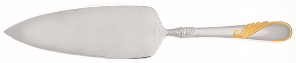 Hilary (Stainless, Gold Accent Pie Server with Serrated Stainless Blade HC
