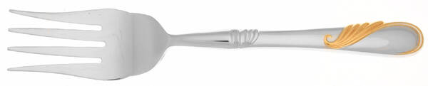 Hilary (Stainless, Gold Accent Cold Meat Fork Large, Stainless Tines HC