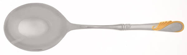 Hilary (Stainless, Gold Accent Casserole Spoon with Smooth Stainless Bowl HC