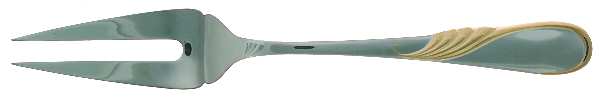 Hilary (Stainless, Gold Accent Large Solid Cold Meat Serving Fork