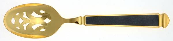 Krystallos-Blue (Gold Electroplate) Pierced Tablespoon (Serving Spoon)